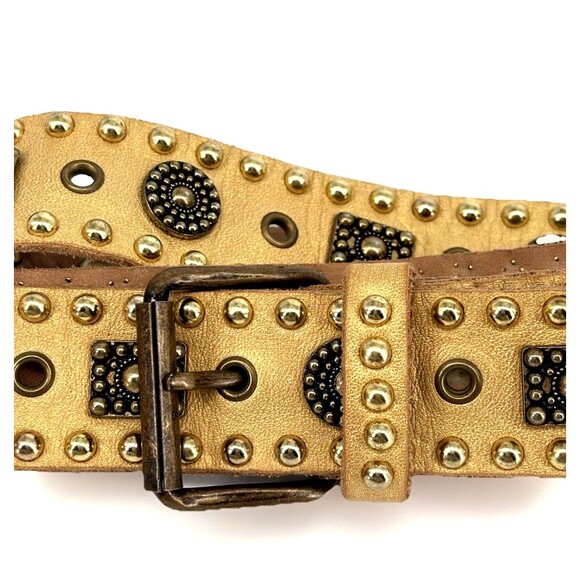Sand Castle New York Metallic Gold Studded Women\'s 42.5” Soft Leather Belt EUC main image 12